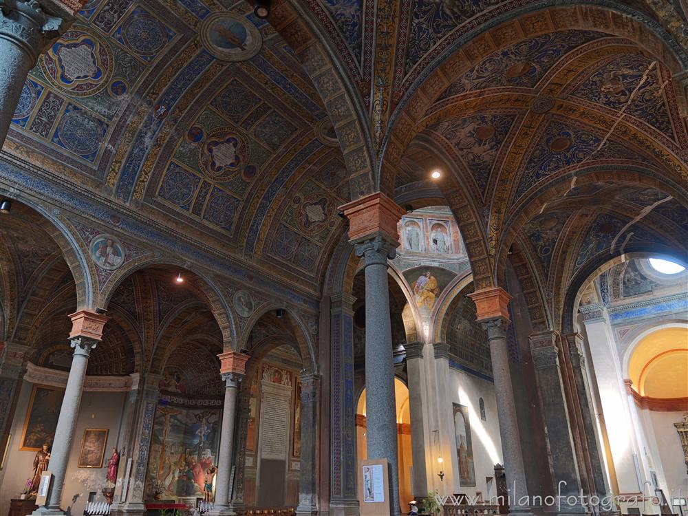 Biella (Italy) - The ceilings of the three naves of the Basilica of San Sebastiano decorated with grotesque motifs